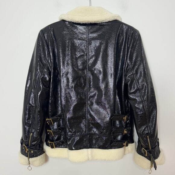 Jonathan Simkhai Vegan Leather Sherpa Aviator Bomber Jacket Women’s XS Black - Picture 6 of 16